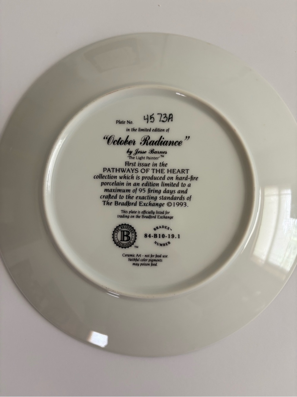 Vintage 1993 Bradford Exchange “October Radiance” Collector Plate #1 in Series - Picture 3 of 13